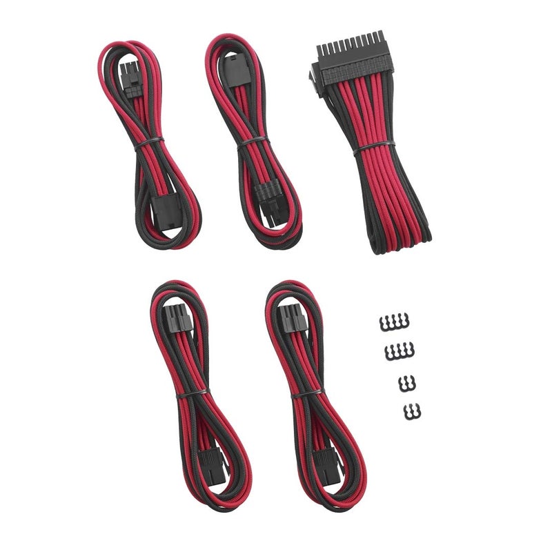 CableMod 8+8 Series Pro ModFlex Sleeved Cable Extension Kit (Black + Red) - Image 2